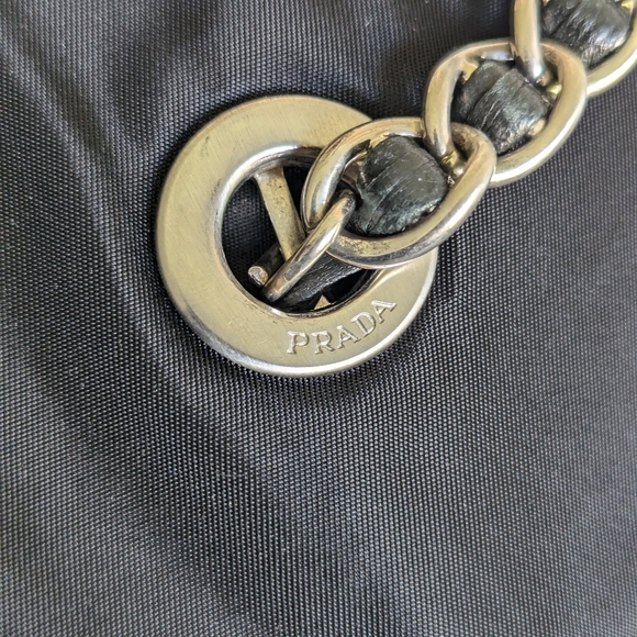 AUTHENTIC VINTAGE Prada Tessuto Chain Bag - Black w/ Silver Hardware - Picture 7 of 17